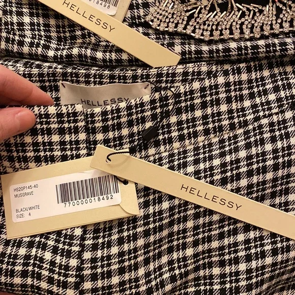 NWT HELLESSY MUSGRAVE PANTS TROUSERS linen blend rhinestone crystal embellished